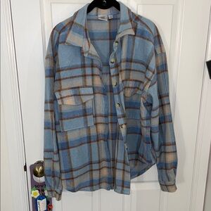 Ford Blue and Brown Button Down Shirt